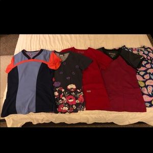 Scrub lot! 10 tops, 7 bottoms, 1 jacket